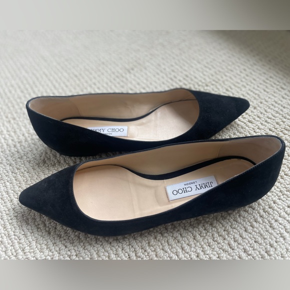 Jimmy Choo Romy Black Suede Pointed Flats- Size 39 - Picture 4 of 10